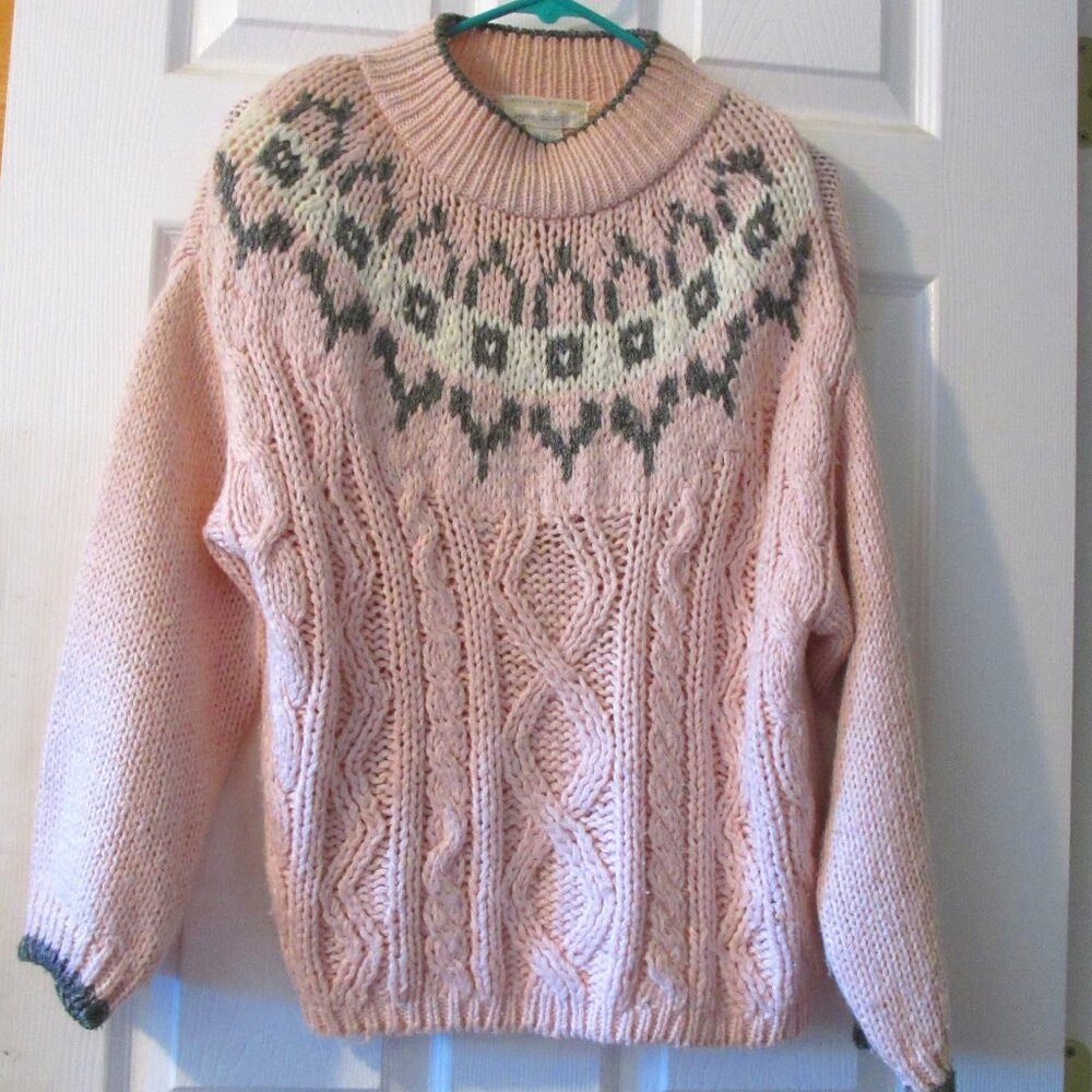 Jamie Scott Hand Knitted Pink Sweater Size M